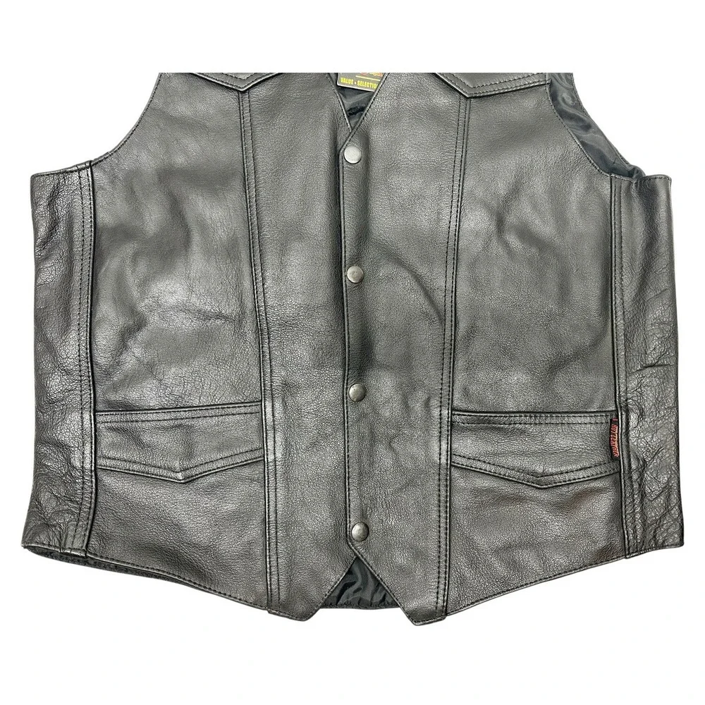 HOT LEATHER‎ VEST  SIZE LARGE   VERY BLACK 100%  leather outer shell